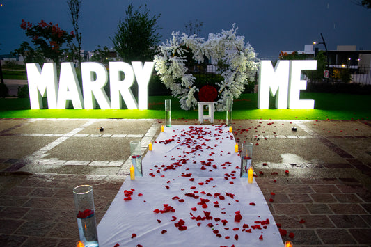 Set “MARRY ME” y CORAZÓN GIGANTE con letras gigantes (1.45 m