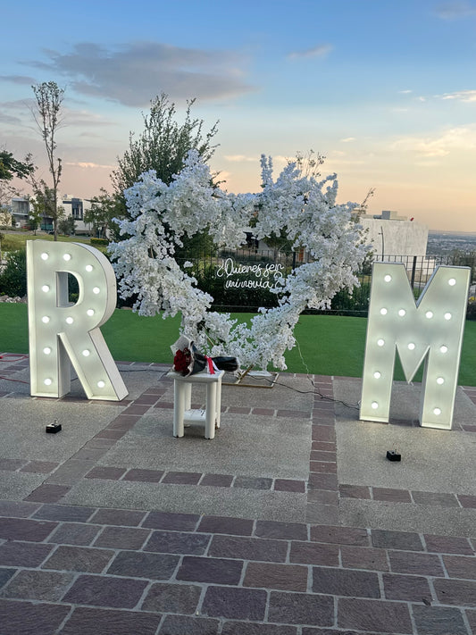 Set “¿Quieres ser mi novia?” con letras gigantes